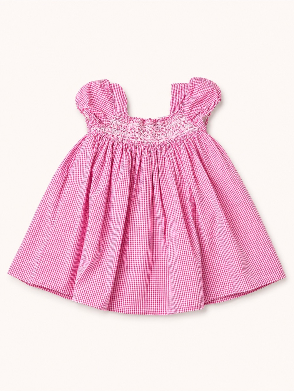 Ralph Lauren Pink Gingham Smocked Bodice Dress